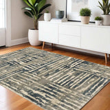 4' X 6' Blue And Beige Abstract Power Loom Stain Resistant Area Rug - Homeroots - Flyclothing LLC