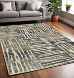 5' X 7' Blue And Beige Abstract Power Loom Stain Resistant Area Rug - Homeroots - Flyclothing LLC