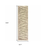 2' X 8' Ivory Sand And Ash Abstract Power Loom Stain Resistant Runner Rug - Homeroots - Flyclothing LLC