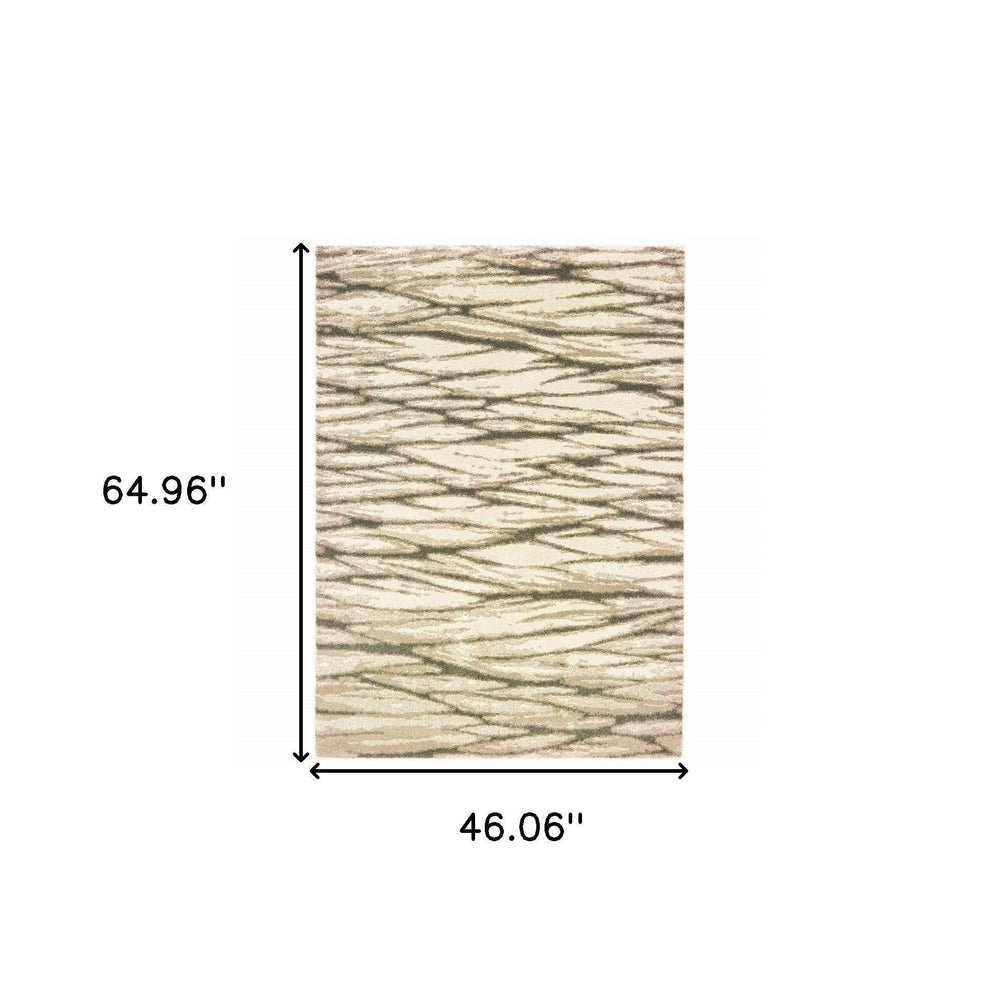 4' X 6' Ivory Sand And Ash Abstract Power Loom Stain Resistant Area Rug - Homeroots - Flyclothing LLC