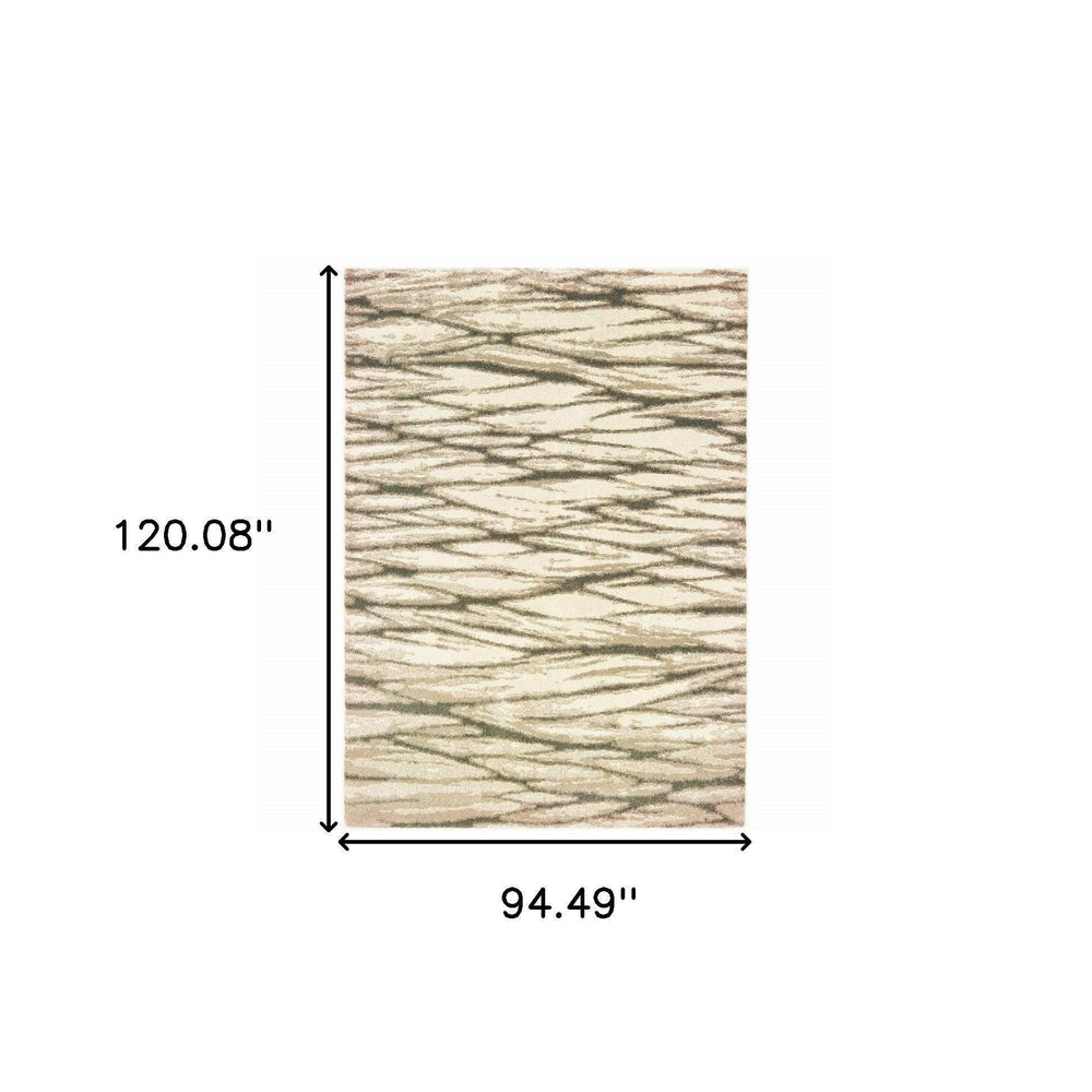8' X 10' Ivory Sand And Ash Abstract Power Loom Stain Resistant Area Rug - Homeroots - Flyclothing LLC
