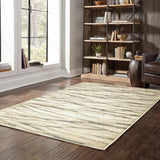 10' X 13' Ivory Sand And Ash Abstract Power Loom Stain Resistant Area Rug - Homeroots - Flyclothing LLC