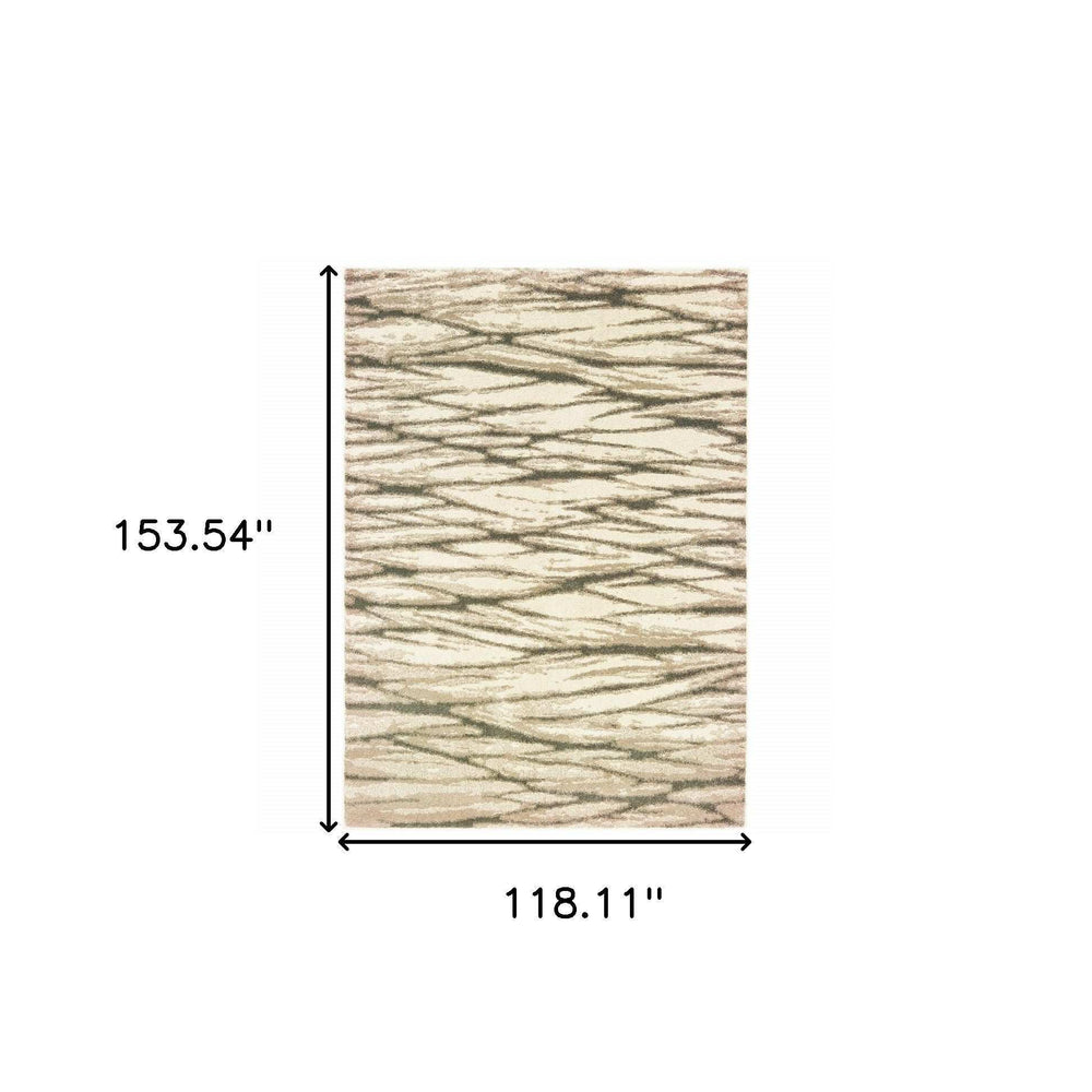 10' X 13' Ivory Sand And Ash Abstract Power Loom Stain Resistant Area Rug - Homeroots - Flyclothing LLC