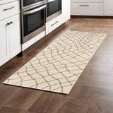 2' X 8' Ivory And Grey Geometric Power Loom Stain Resistant Runner Rug - Homeroots - Flyclothing LLC