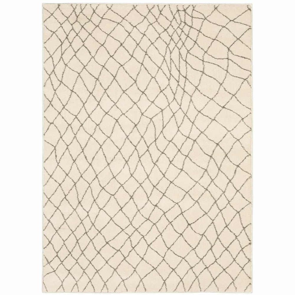 2' X 3' Ivory And Grey Geometric Power Loom Stain Resistant Area Rug - Homeroots - Flyclothing LLC