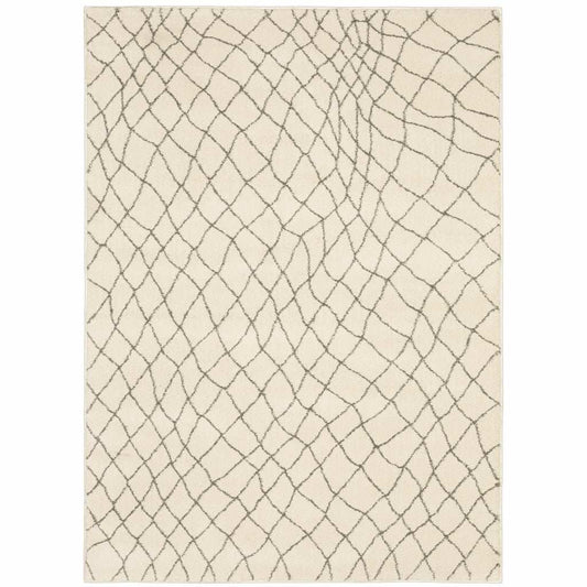 2' X 3' Ivory And Grey Geometric Power Loom Stain Resistant Area Rug - Homeroots - Flyclothing LLC