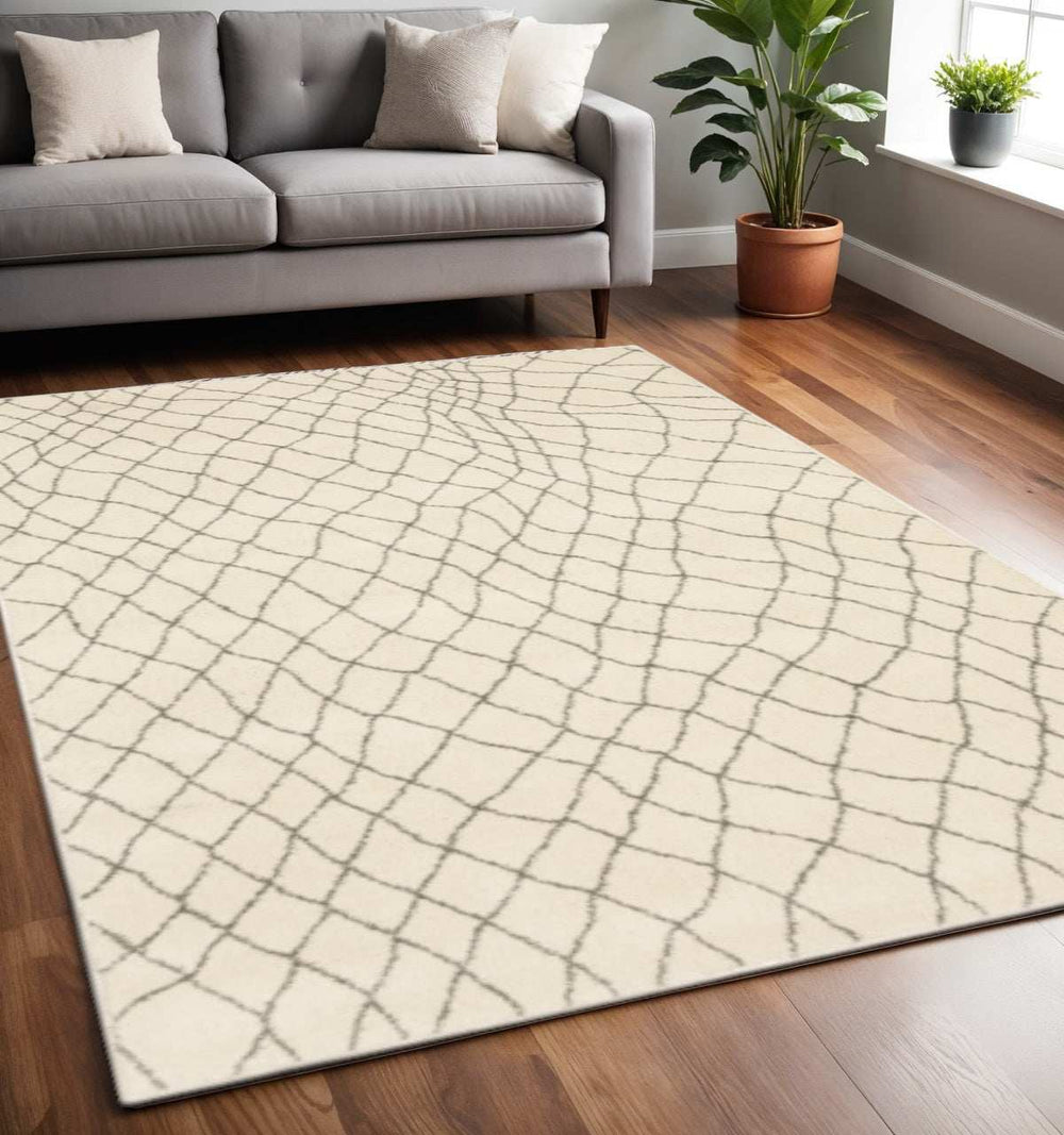 5' X 7' Ivory And Grey Geometric Power Loom Stain Resistant Area Rug - Homeroots - Flyclothing LLC