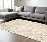6' X 9' Ivory And Grey Geometric Power Loom Stain Resistant Area Rug - Homeroots - Flyclothing LLC