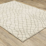 8' X 10' Ivory And Grey Geometric Power Loom Stain Resistant Area Rug - Homeroots - Flyclothing LLC