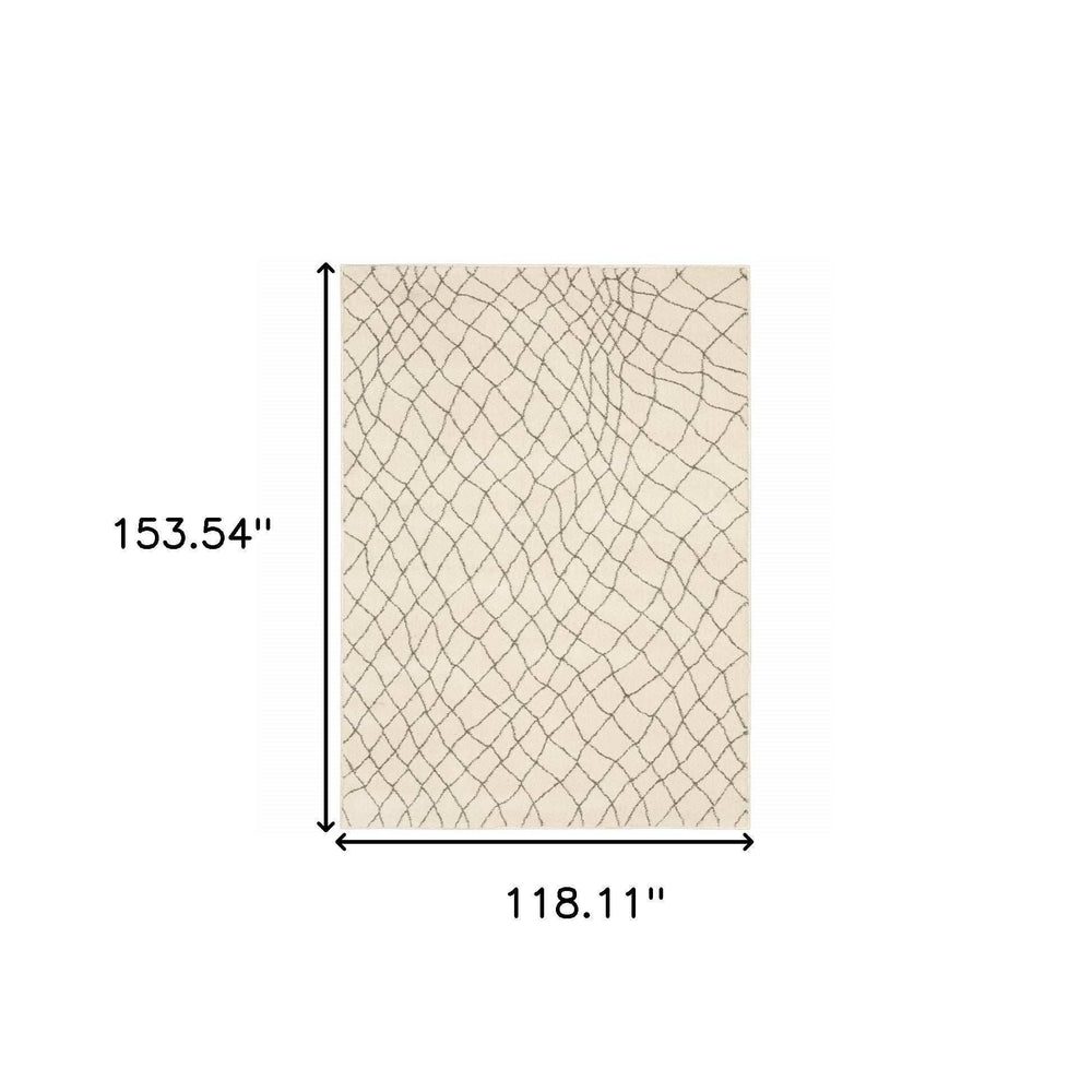 10' X 13' Ivory And Grey Geometric Power Loom Stain Resistant Area Rug - Homeroots - Flyclothing LLC