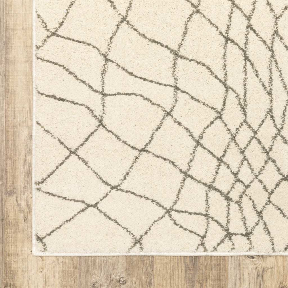 10' X 13' Ivory And Grey Geometric Power Loom Stain Resistant Area Rug - Homeroots - Flyclothing LLC