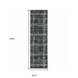 2' X 8' Blue And Ivory Geometric Power Loom Stain Resistant Runner Rug - Homeroots - Flyclothing LLC