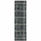 2' X 8' Blue And Ivory Geometric Power Loom Stain Resistant Runner Rug - Homeroots - Flyclothing LLC