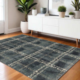 4' X 6' Blue And Ivory Geometric Power Loom Stain Resistant Area Rug - Homeroots - Flyclothing LLC