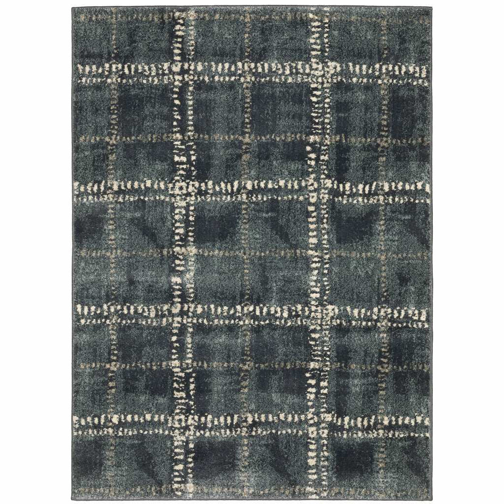 4' X 6' Blue And Ivory Geometric Power Loom Stain Resistant Area Rug - Homeroots - Flyclothing LLC