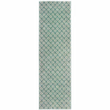 2' X 8' Foam Blue And Ivory Geometric Power Loom Stain Resistant Runner Rug - Homeroots - Flyclothing LLC