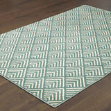 2' X 3' Foam Blue And Ivory Geometric Power Loom Stain Resistant Area Rug - Homeroots - Flyclothing LLC