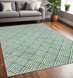 5' X 7' Foam Blue And Ivory Geometric Power Loom Stain Resistant Area Rug - Homeroots - Flyclothing LLC