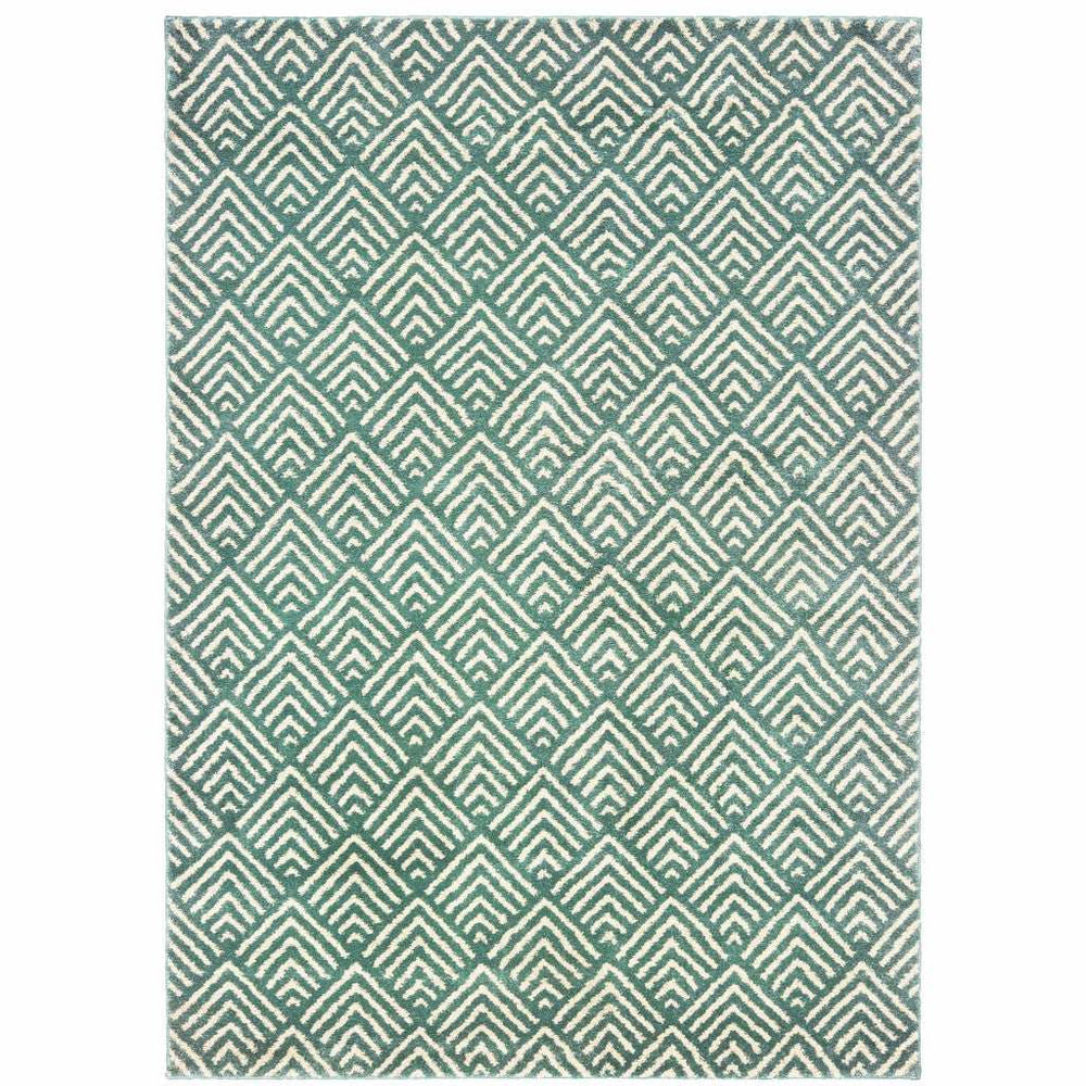 6' X 9' Foam Blue And Ivory Geometric Power Loom Stain Resistant Area Rug - Homeroots - Flyclothing LLC