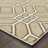10' X 13' Sand And Ivory Geometric Power Loom Stain Resistant Area Rug - Homeroots - Flyclothing LLC