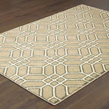 10' X 13' Sand And Ivory Geometric Power Loom Stain Resistant Area Rug - Homeroots - Flyclothing LLC