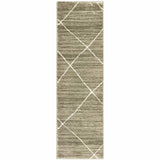 2' X 8' Grey And Ivory Geometric Power Loom Stain Resistant Runner Rug - Homeroots - Flyclothing LLC