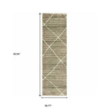 2' X 8' Grey And Ivory Geometric Power Loom Stain Resistant Runner Rug - Homeroots - Flyclothing LLC