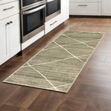 2' X 8' Grey And Ivory Geometric Power Loom Stain Resistant Runner Rug - Homeroots - Flyclothing LLC