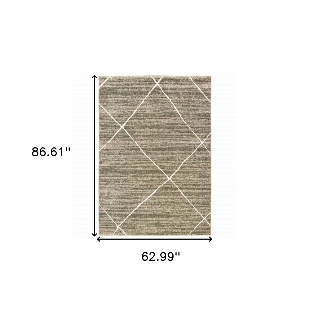 5' X 7' Grey And Ivory Geometric Power Loom Stain Resistant Area Rug - Homeroots - Flyclothing LLC