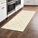 2' X 8' Sand Ash Grey And Ivory Geometric Power Loom Stain Resistant Runner Rug - Homeroots - Flyclothing LLC
