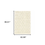 5' X 7' Sand Ash Grey And Ivory Geometric Power Loom Stain Resistant Area Rug - Homeroots - Flyclothing LLC