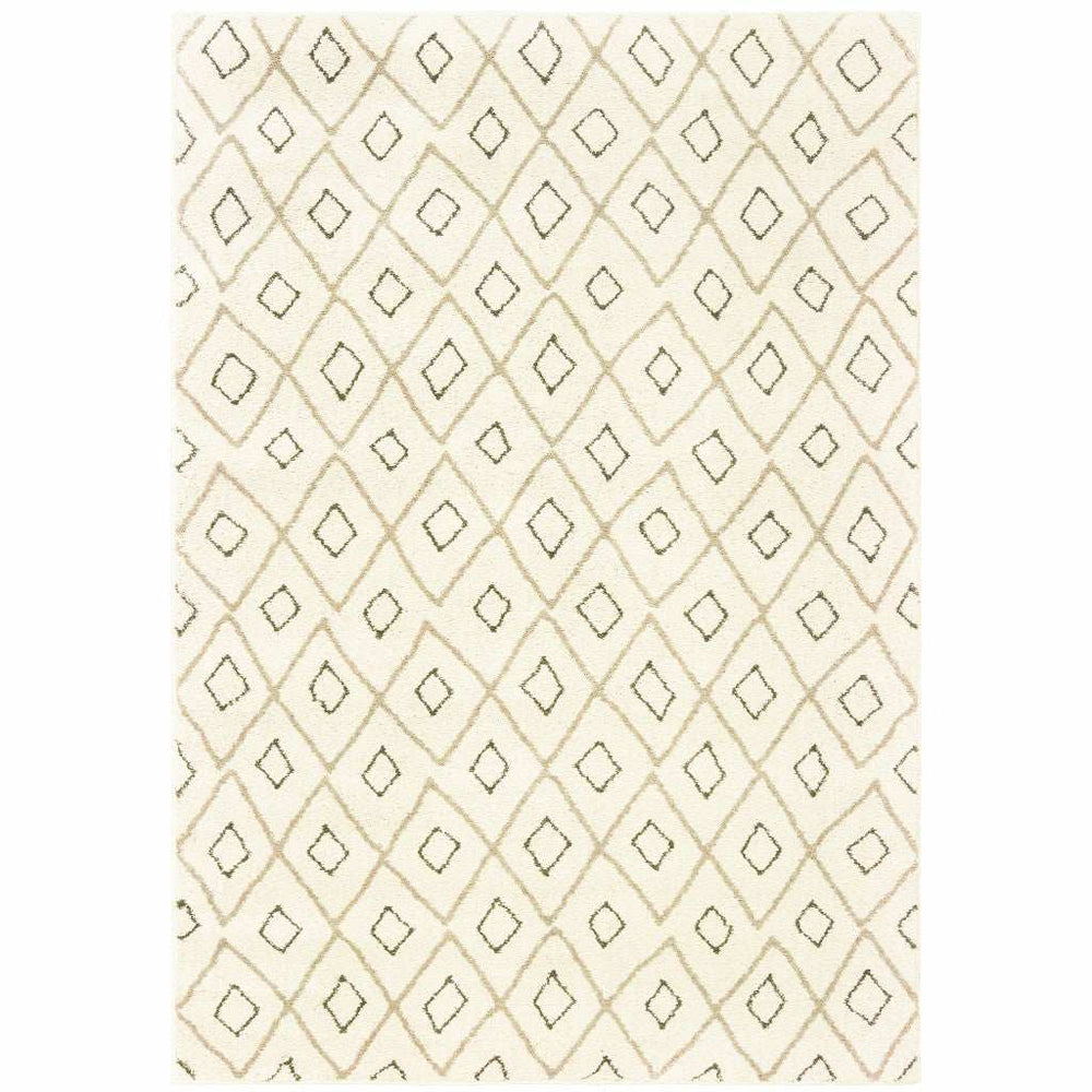 5' X 7' Sand Ash Grey And Ivory Geometric Power Loom Stain Resistant Area Rug - Homeroots - Flyclothing LLC