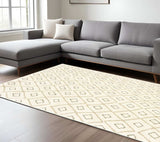 6' X 9' Sand Ash Grey And Ivory Geometric Power Loom Stain Resistant Area Rug - Homeroots - Flyclothing LLC