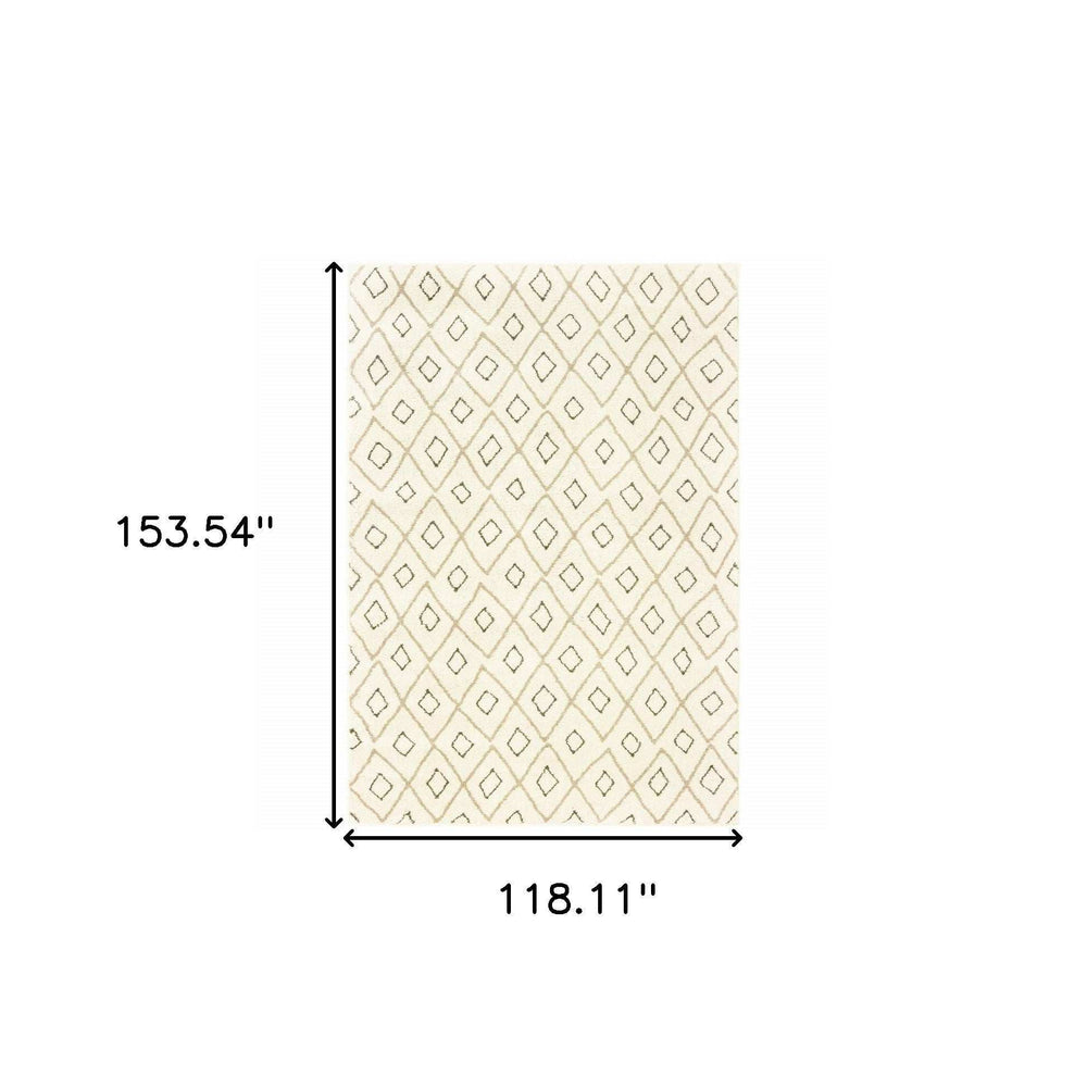 10' X 13' Sand Ash Grey And Ivory Geometric Power Loom Stain Resistant Area Rug - Homeroots - Flyclothing LLC