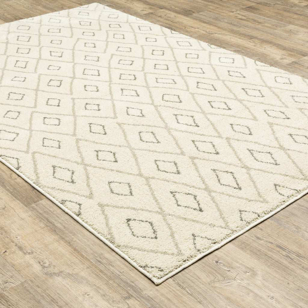 10' X 13' Sand Ash Grey And Ivory Geometric Power Loom Stain Resistant Area Rug - Homeroots - Flyclothing LLC