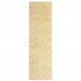 2' X 8' Gold And Ivory Geometric Power Loom Stain Resistant Runner Rug - Homeroots - Flyclothing LLC