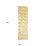 2' X 8' Gold And Ivory Geometric Power Loom Stain Resistant Runner Rug - Homeroots - Flyclothing LLC