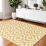 4' X 6' Gold And Ivory Geometric Power Loom Stain Resistant Area Rug - Homeroots - Flyclothing LLC