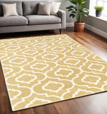 5' X 7' Gold And Ivory Geometric Power Loom Stain Resistant Area Rug - Homeroots - Flyclothing LLC