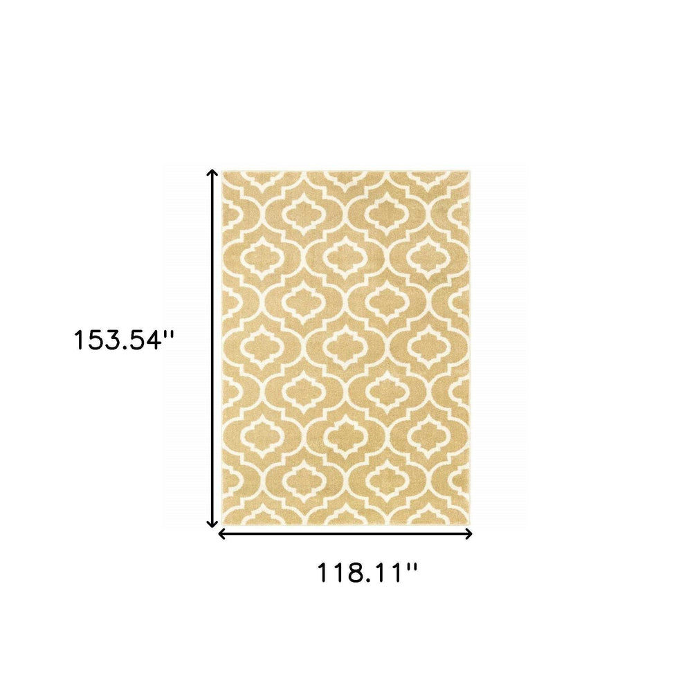 10' X 13' Gold And Ivory Geometric Power Loom Stain Resistant Area Rug - Homeroots - Flyclothing LLC