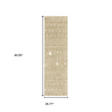 8' Sand And Ivory Geometric Power Loom Runner Rug - Homeroots - Flyclothing LLC
