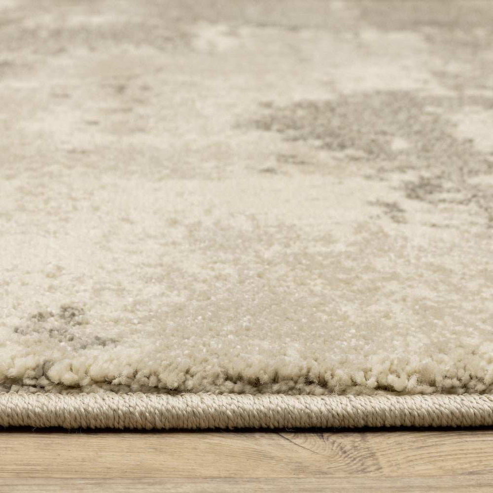 2' X 8' Beige And Grey Abstract Power Loom Stain Resistant Runner Rug - Homeroots - Flyclothing LLC