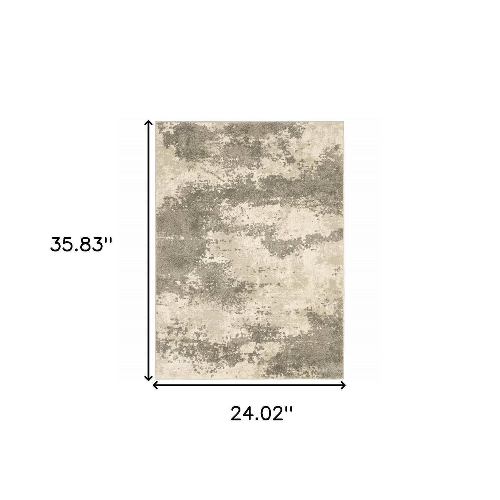 2' X 3' Beige And Grey Abstract Power Loom Stain Resistant Area Rug - Homeroots - Flyclothing LLC