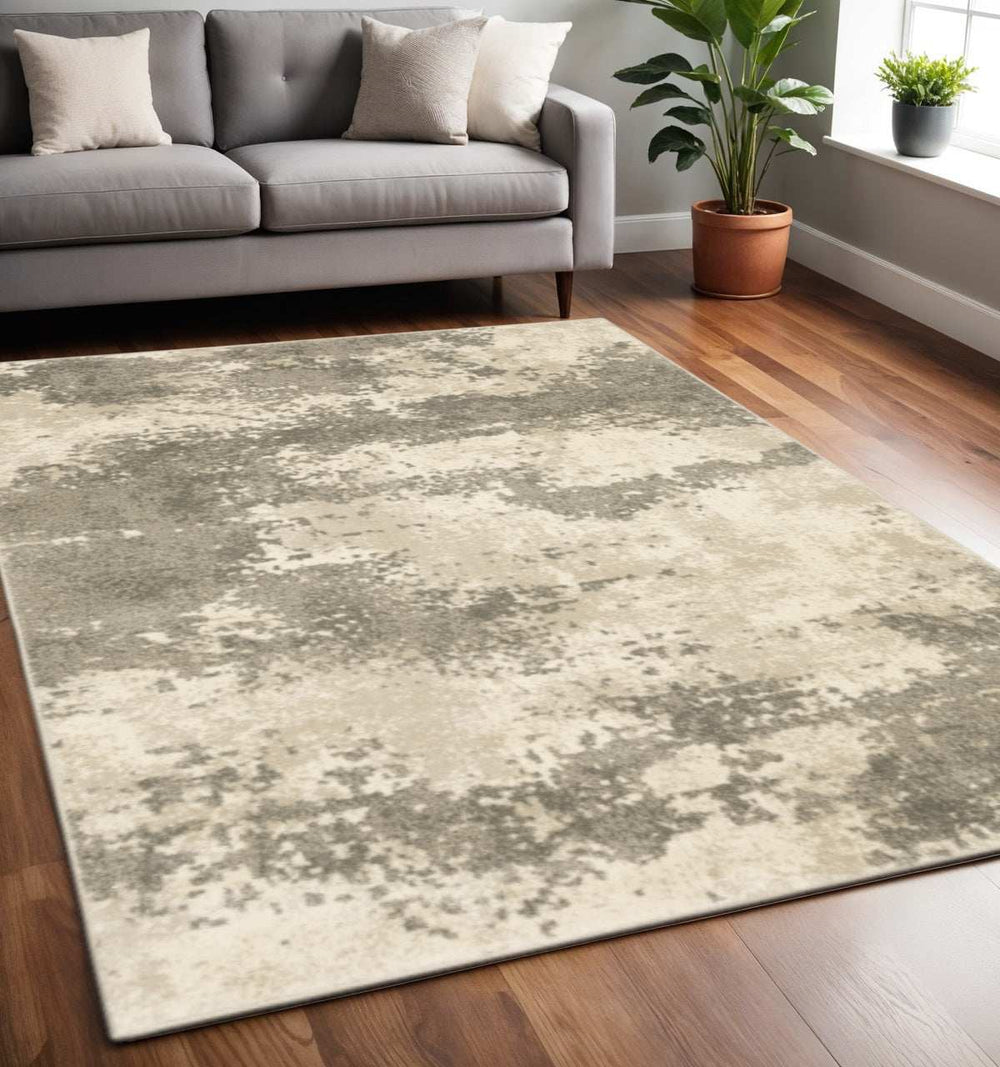 5' X 7' Beige And Grey Abstract Power Loom Stain Resistant Area Rug - Homeroots - Flyclothing LLC