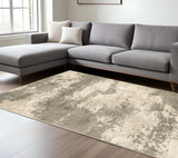 6' X 9' Beige And Grey Abstract Power Loom Stain Resistant Area Rug - Homeroots - Flyclothing LLC