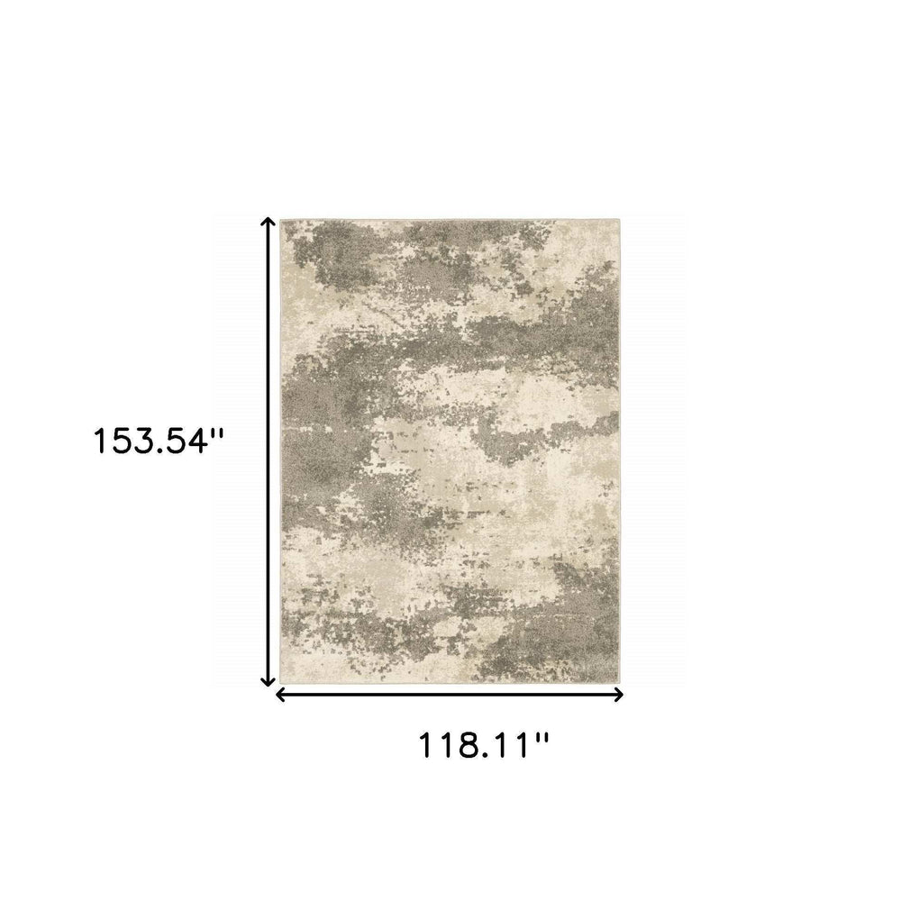 10' X 13' Beige And Grey Abstract Power Loom Stain Resistant Area Rug - Homeroots - Flyclothing LLC