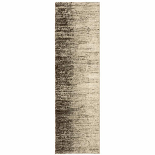 2' X 8' Beige And Grey Abstract Power Loom Stain Resistant Runner Rug - Homeroots - Flyclothing LLC