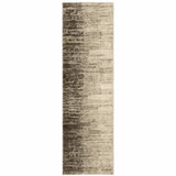 2' X 8' Beige And Grey Abstract Power Loom Stain Resistant Runner Rug - Homeroots - Flyclothing LLC