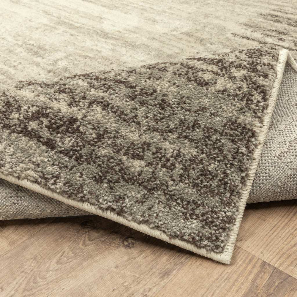 2' X 8' Beige And Grey Abstract Power Loom Stain Resistant Runner Rug - Homeroots - Flyclothing LLC