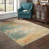 2' X 3' Foam Blue Pumpkin And Golden Yellow Abstract Power Loom Stain Resistant Area Rug - Homeroots - Flyclothing LLC